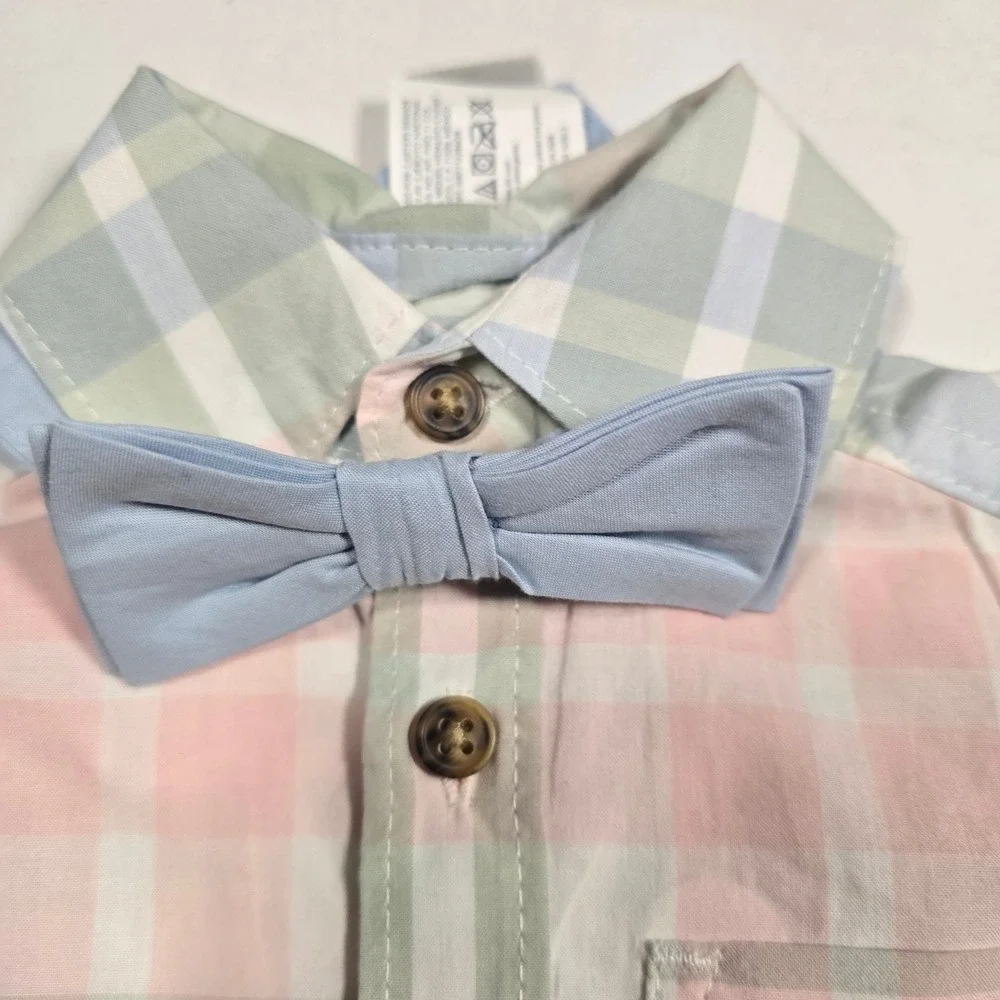 NWT‎ Carter's Cat & Jack Boys 4-Piece Outfit Set 0-3M Plaid Bow Tie Hat
